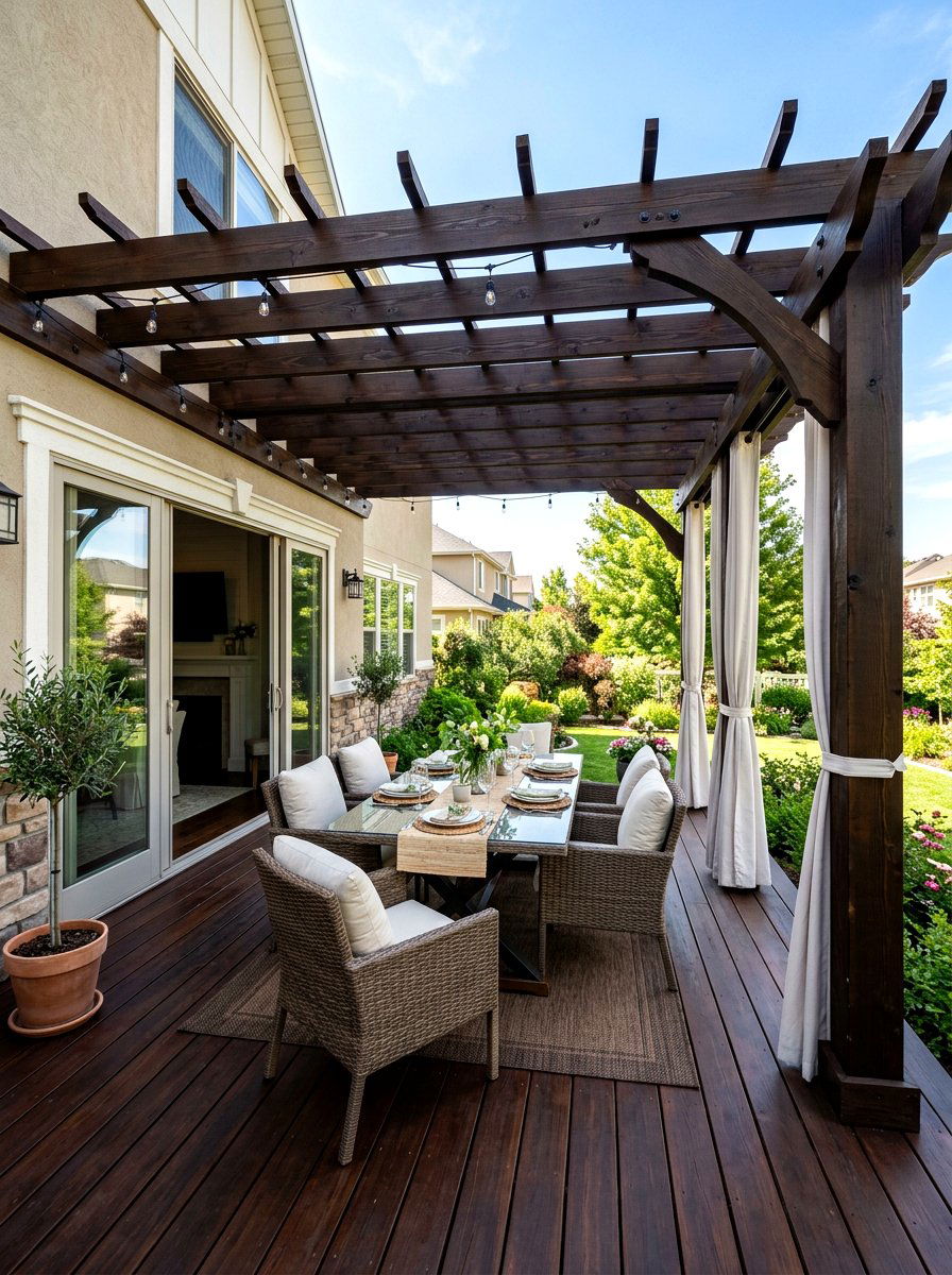 Attached Pergola Over Deck - 30 backyard dining pergola ideas