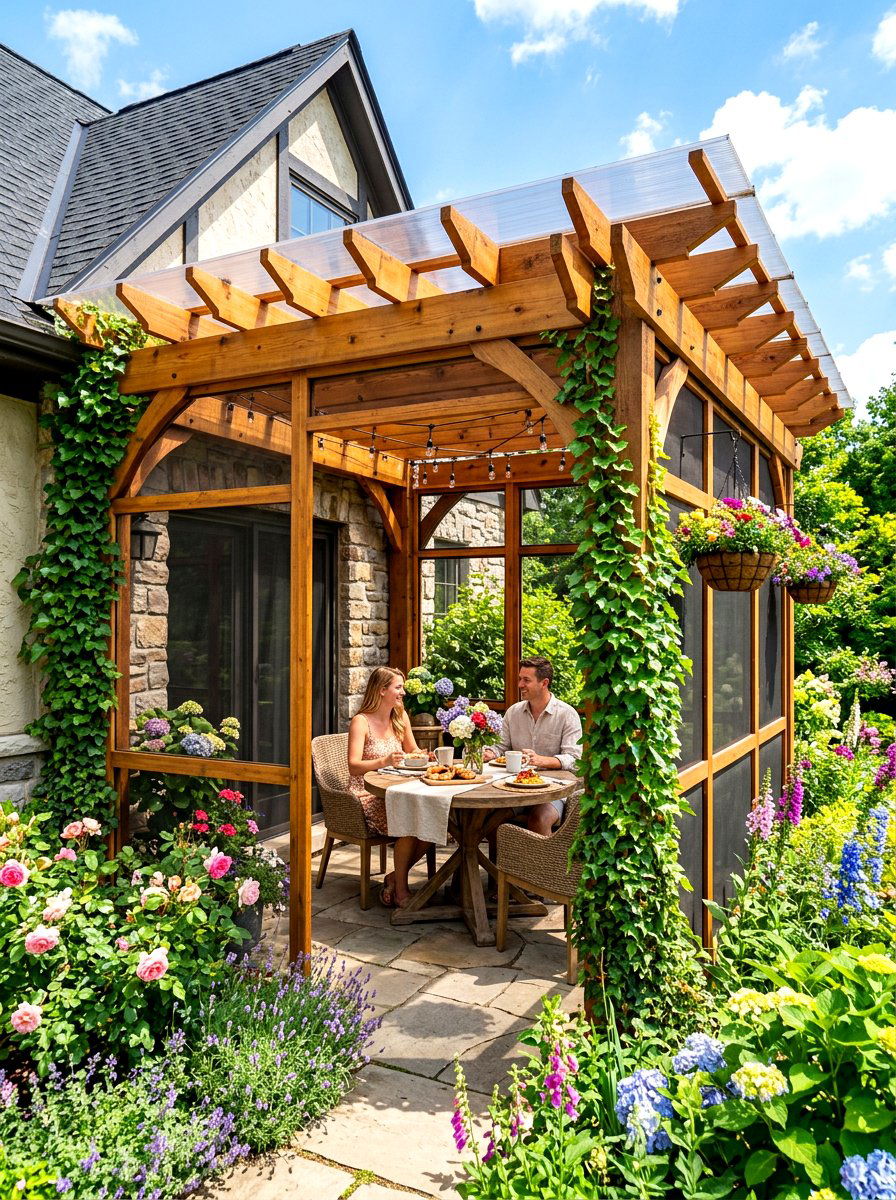 Attached Pergola Screened Enclosure - 30 screened patio enclosure ideas
