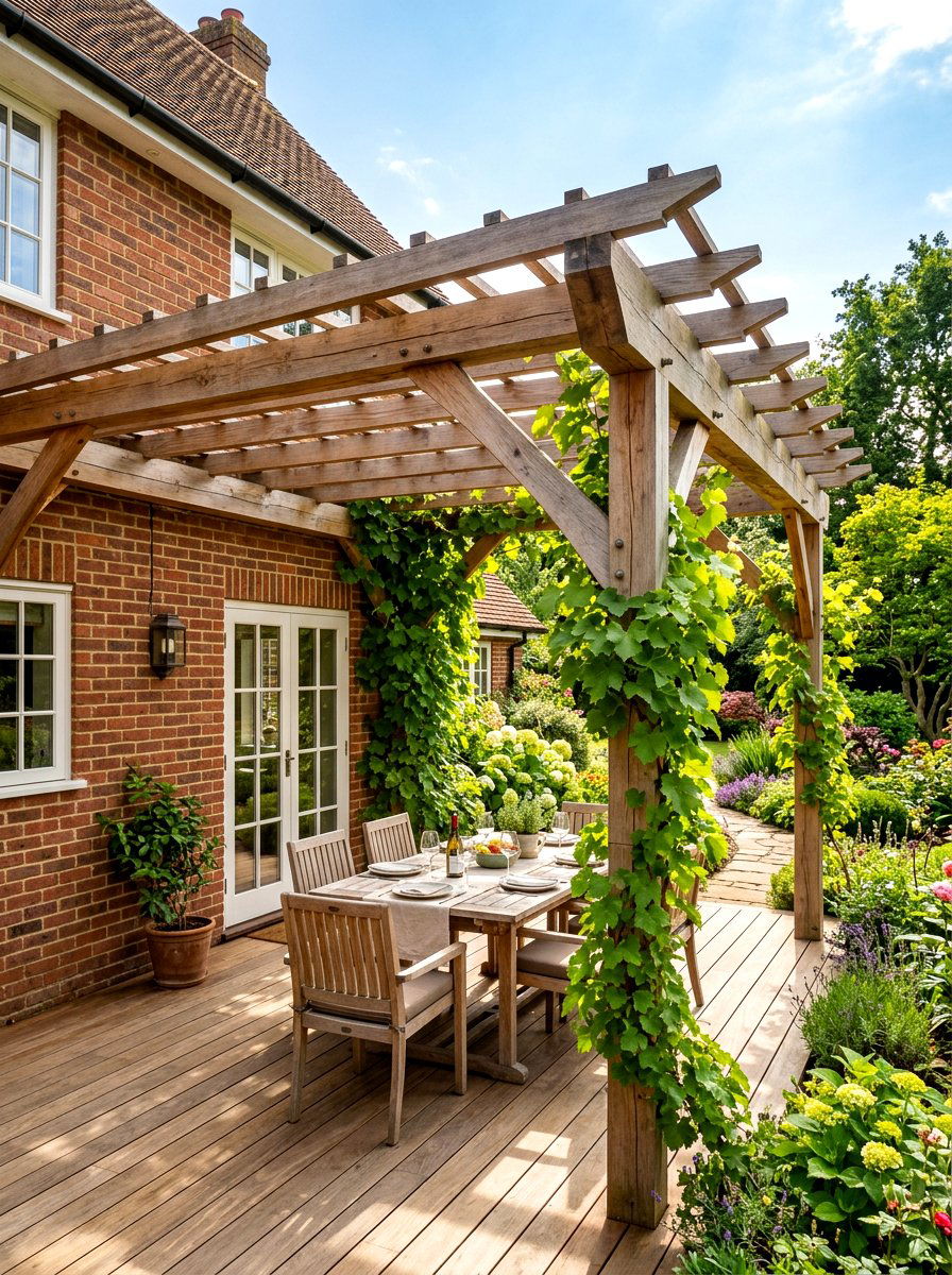 Attached Wood Deck Pergola - 30 deck pergola ideas