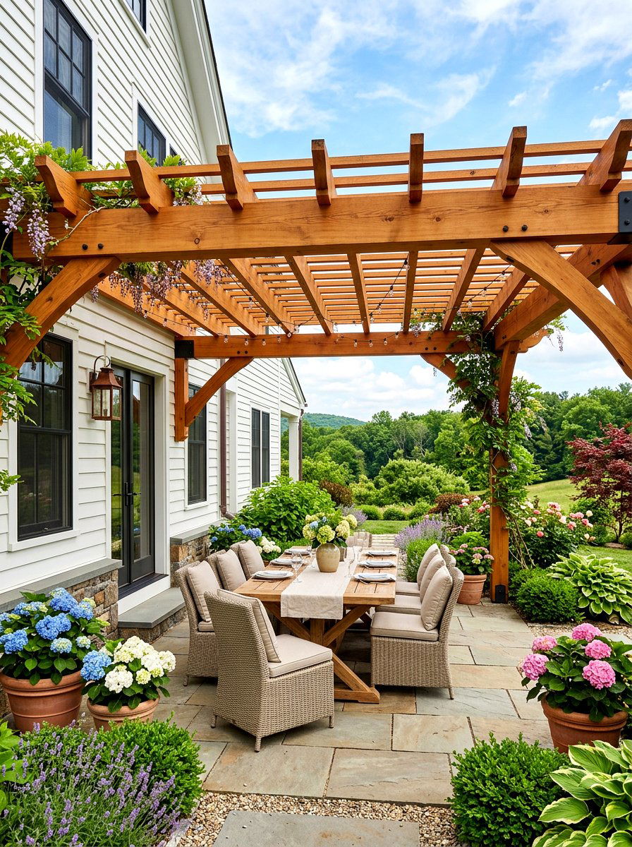 Attached Wood Pergola - 30 outdoor pergola ideas