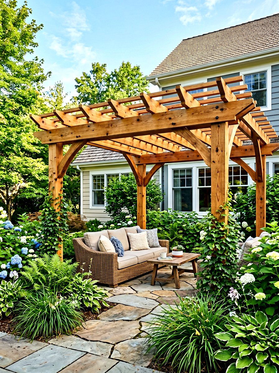 Attached Wood Pergola - 30 attached pergola ideas