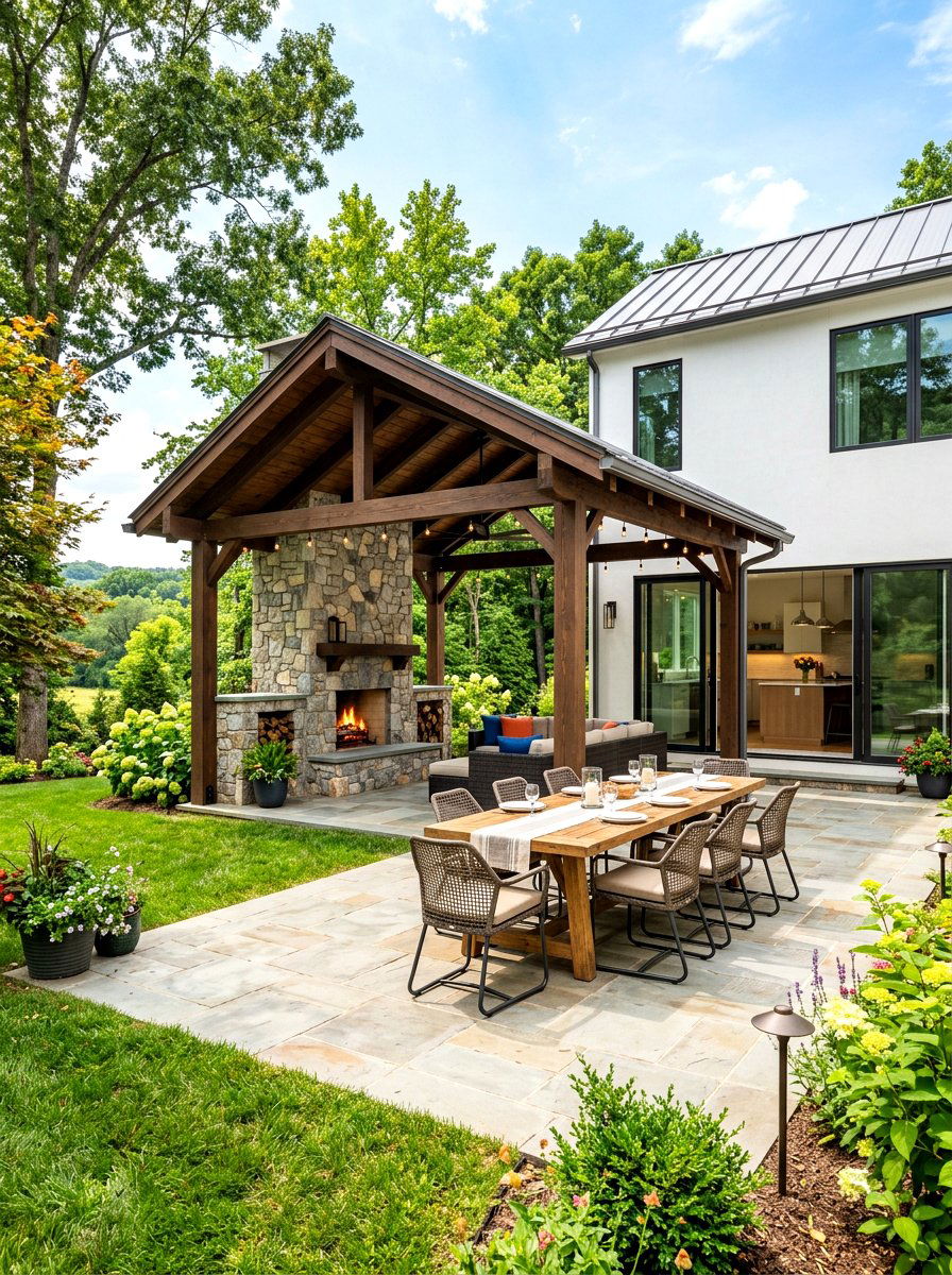 Attached house pavilion - 30 open air pavilion ideas