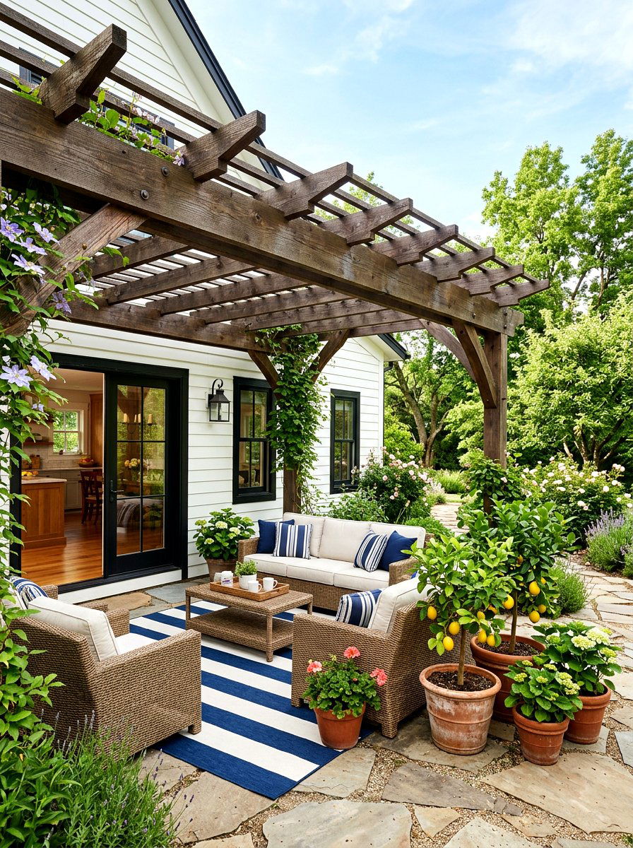 Attached patio pergola - 30 patio pergola ideas