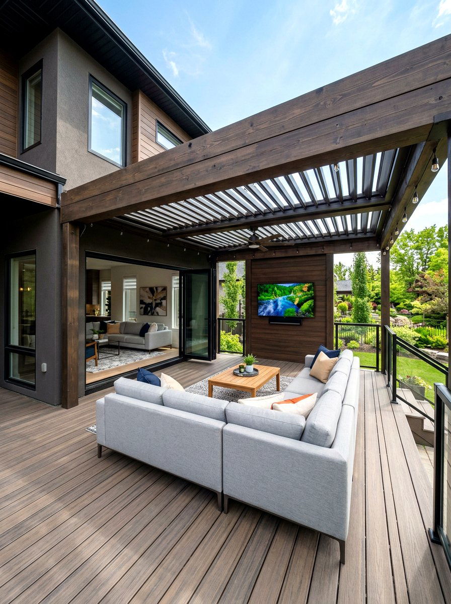 Attached pergola deck furniture - 30 open pergola seating ideas