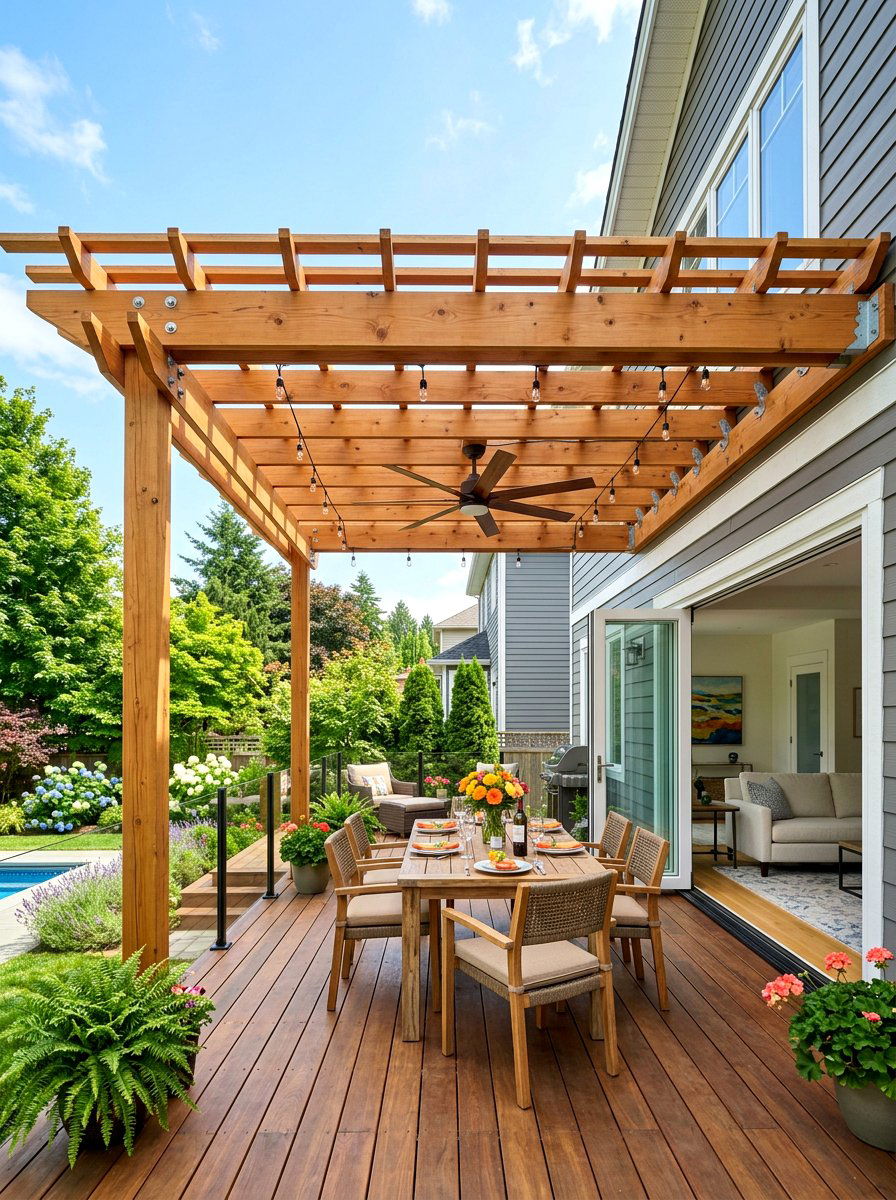 Attached pergola for deck - 30 pergola lounge patio ideas