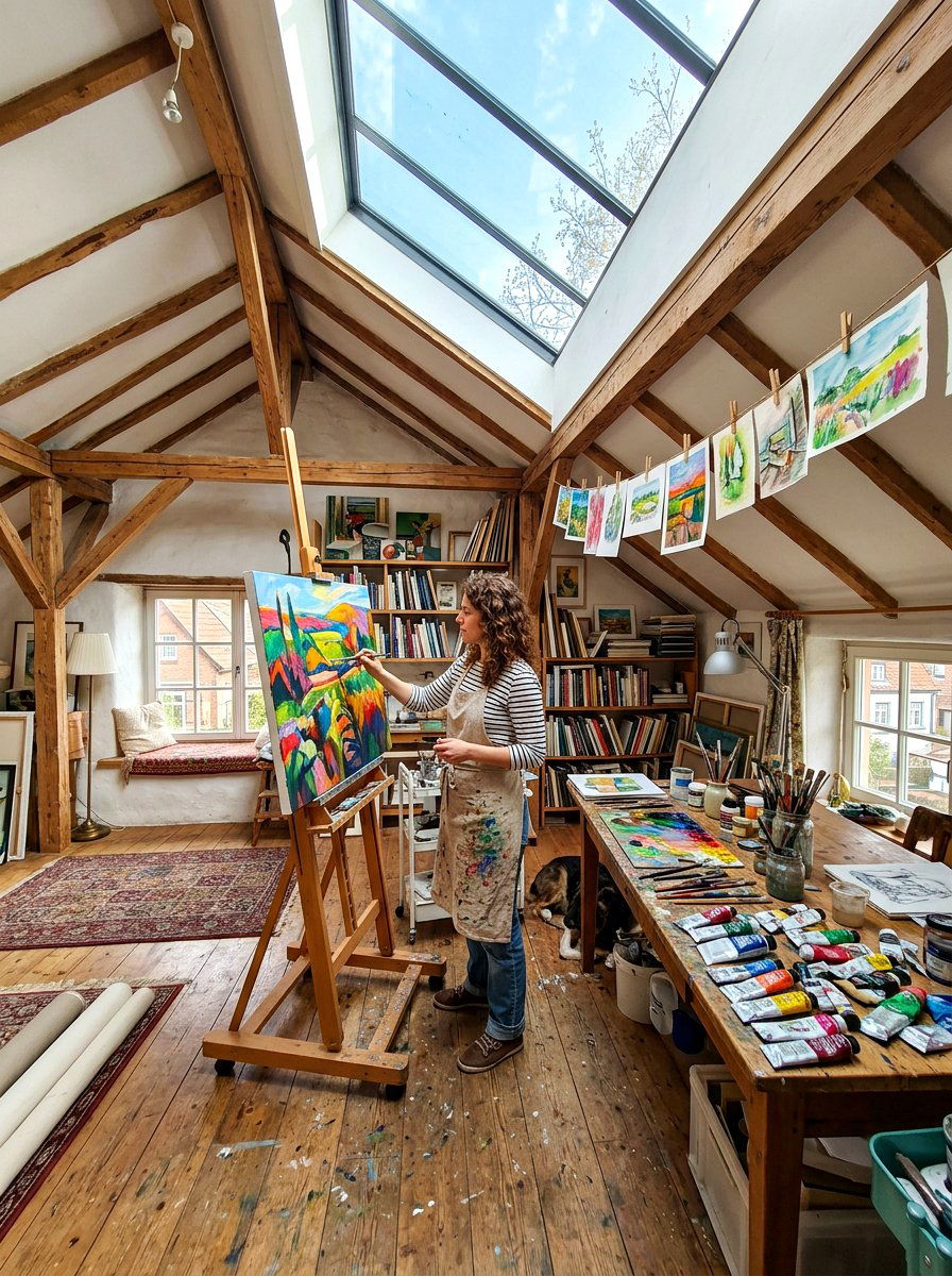 Attic Art Studio - 30 attic playroom ideas