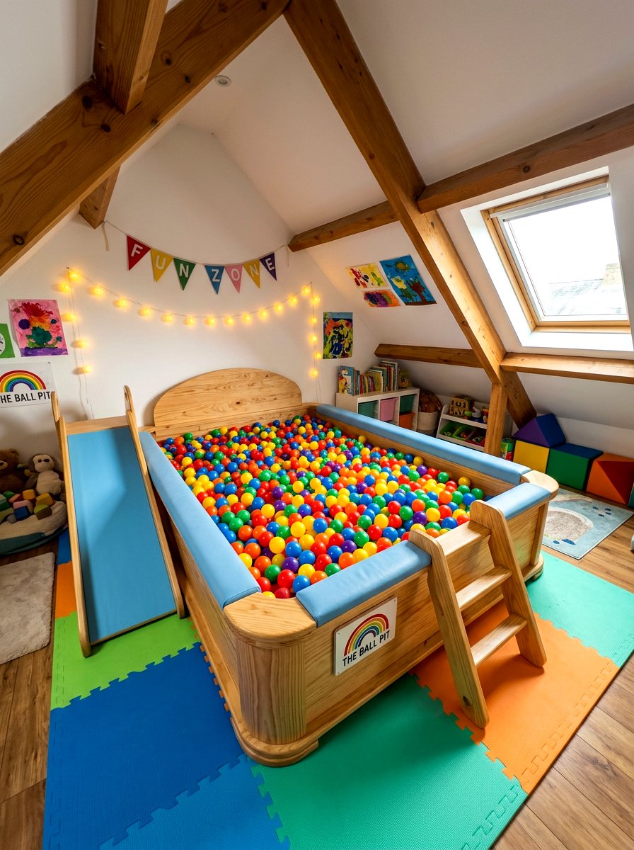 Attic Ball Pit - 30 attic playroom ideas