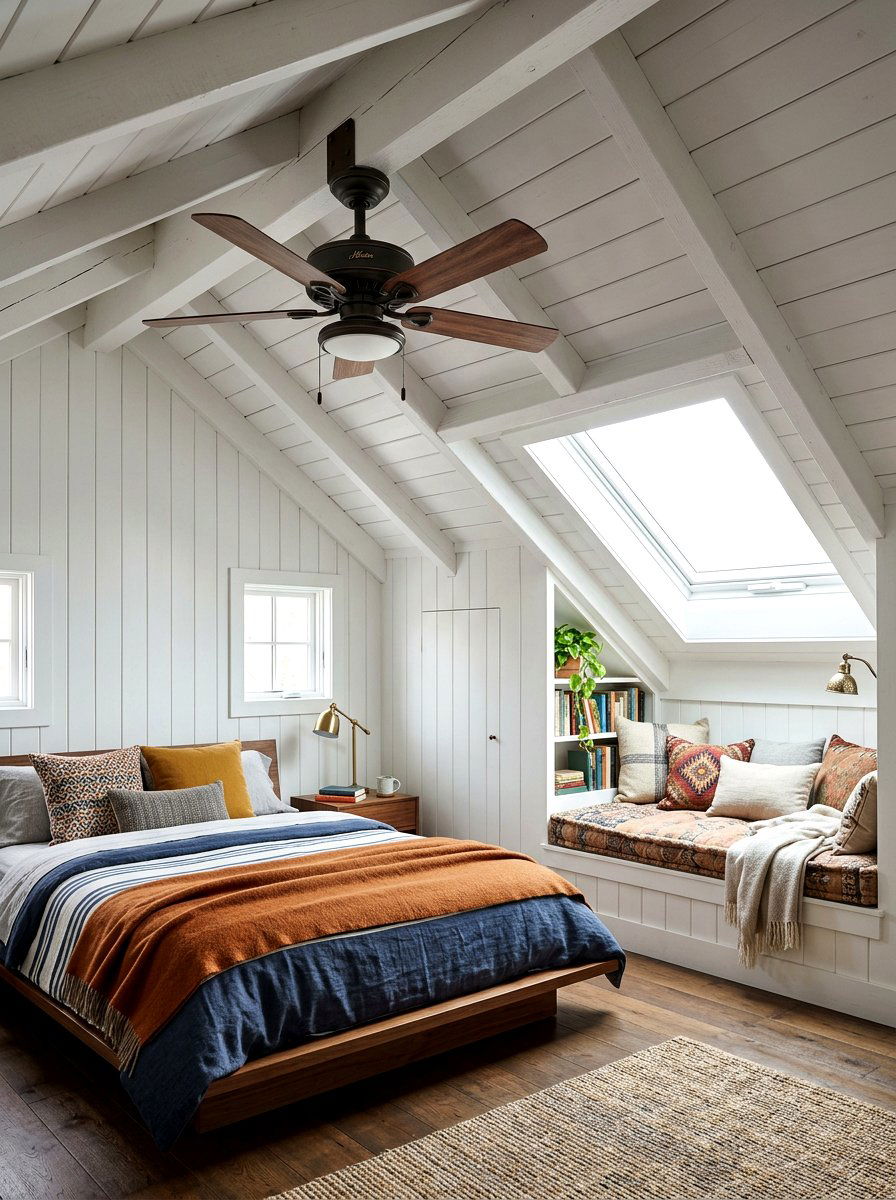 Attic Bedroom Angled Mount Fan - 30 bedroom ceiling fan ideas