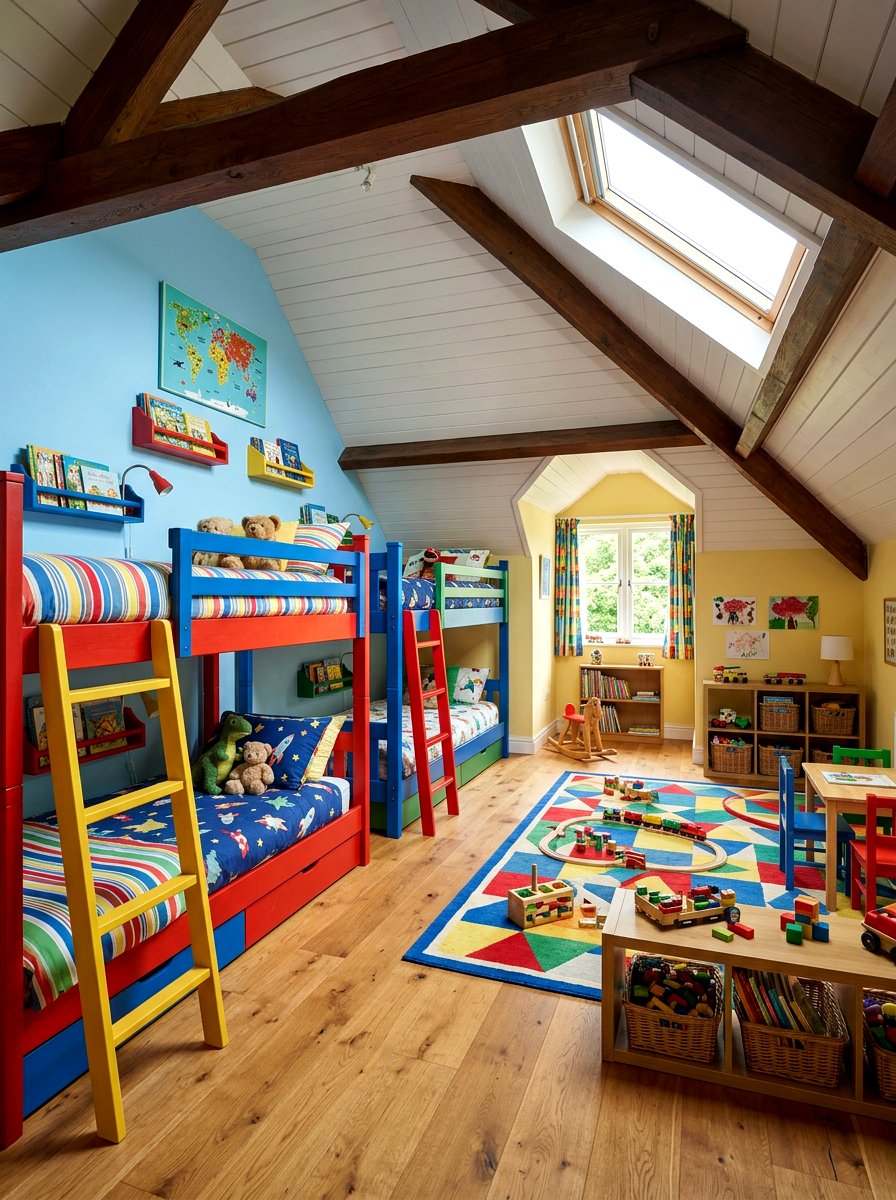 Attic Bunk Room With Play Area - 30 attic bunk room ideas
