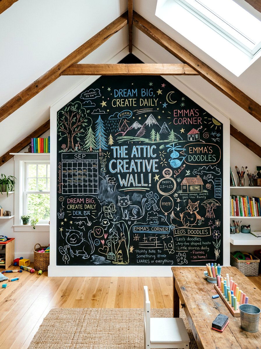 Attic Chalkboard wall - 30 attic playroom ideas