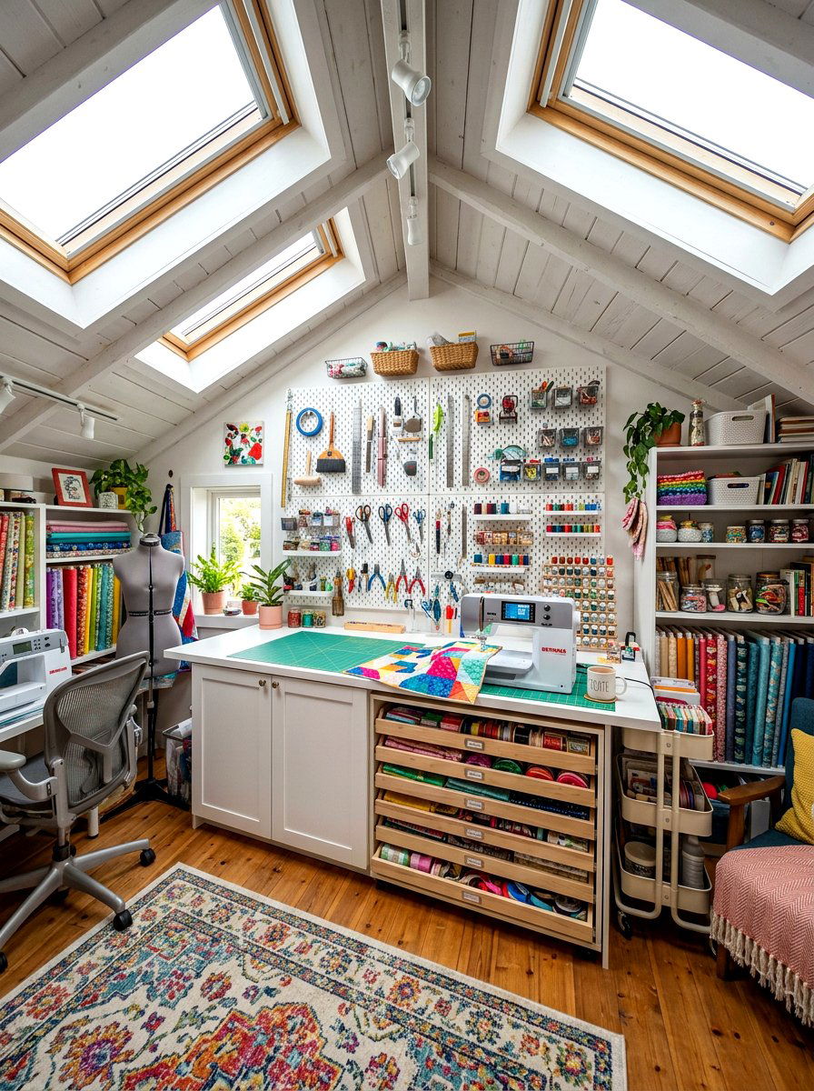 Attic Craft Room - 30 eaves storage ideas