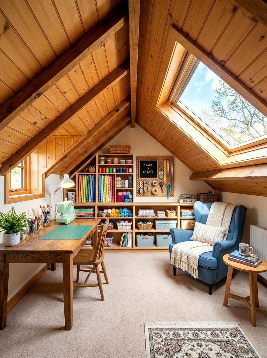 Attic Craft Room - 30 knitting room ideas