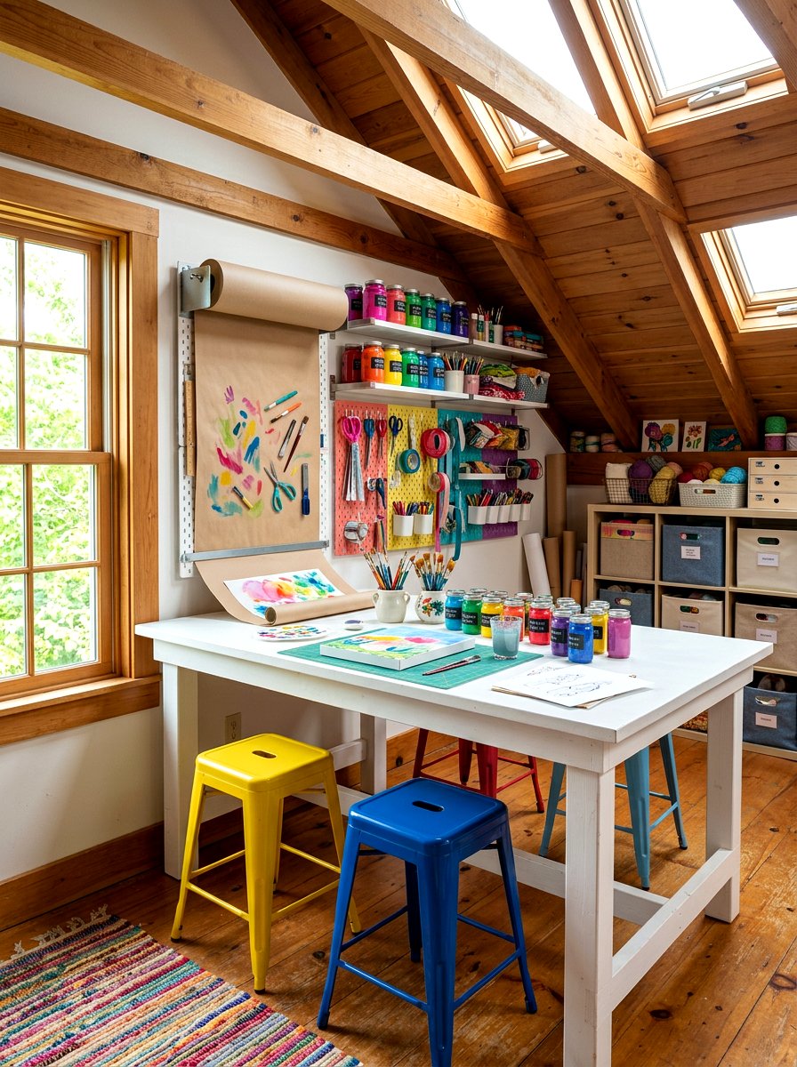 Attic Craft Station - 30 attic playroom ideas