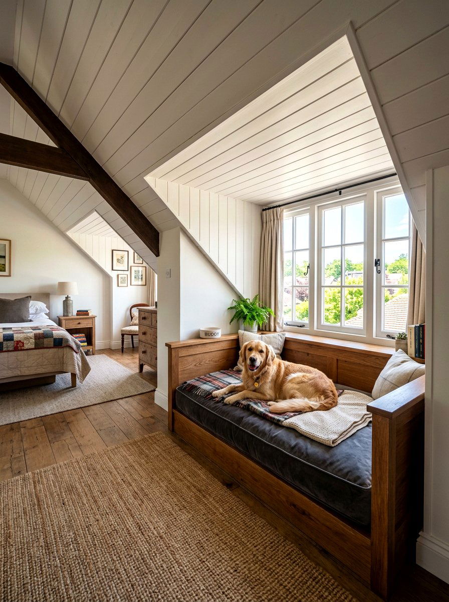 Attic Dormer Dog Bed - 30 pet bed nook ideas