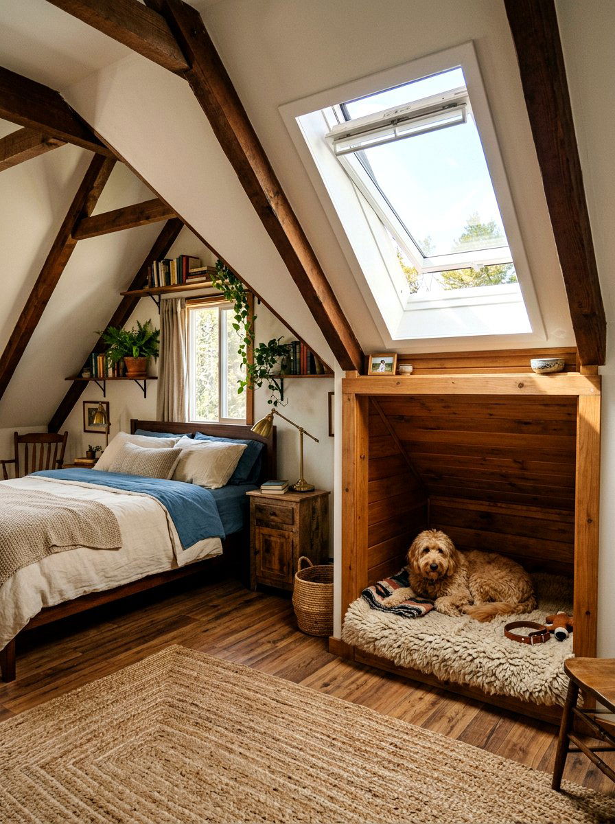 Attic Eaves Dog Bed - 30 built in dog nook ideas