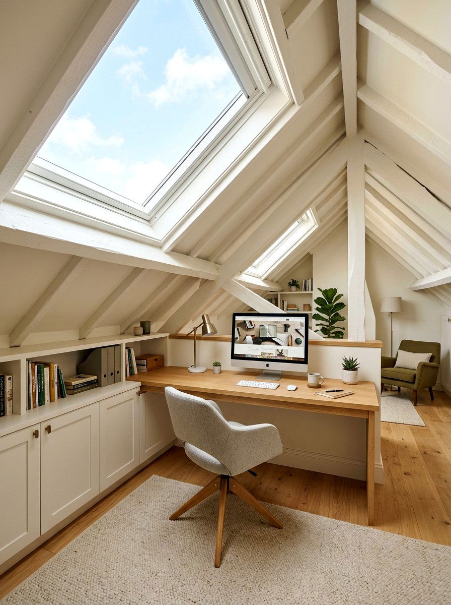 Attic Home Office Conversion - 30 study room ideas