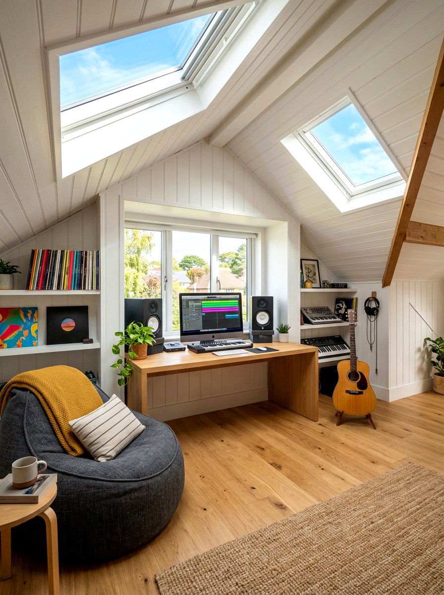 Attic Home Studio - 30 masculine home studio ideas