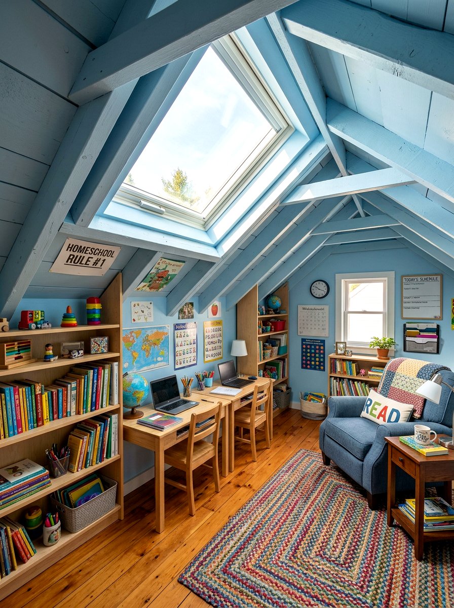Attic Homeschool Classroom - 30 home schoolroom ideas