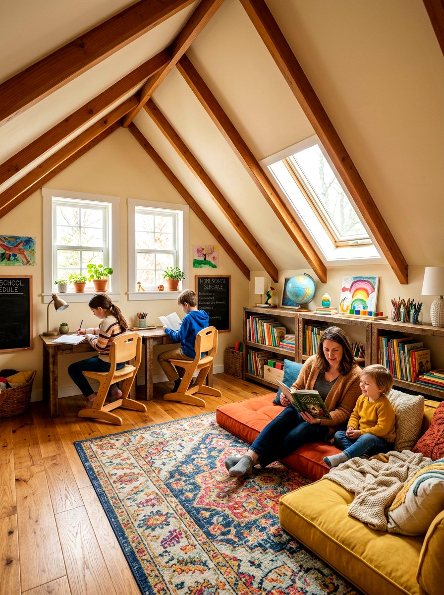 Attic Homeschool Setup - 30 homeschool room ideas