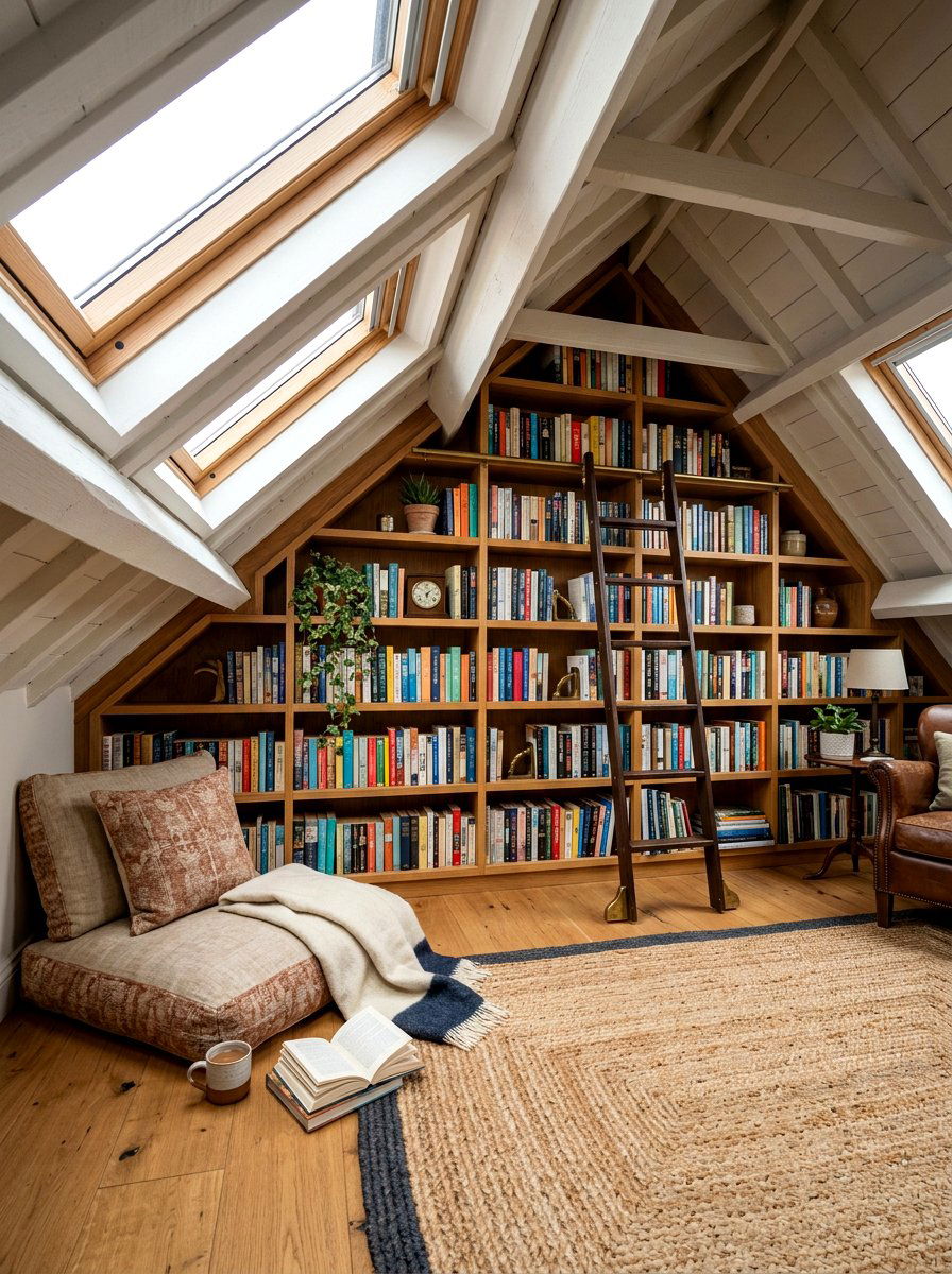 Attic Library Wall - 30 home library wall ideas