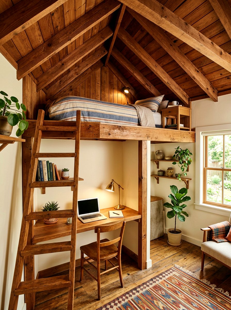 Attic Loft Bed - 30 tiny cottage bedroom ideas