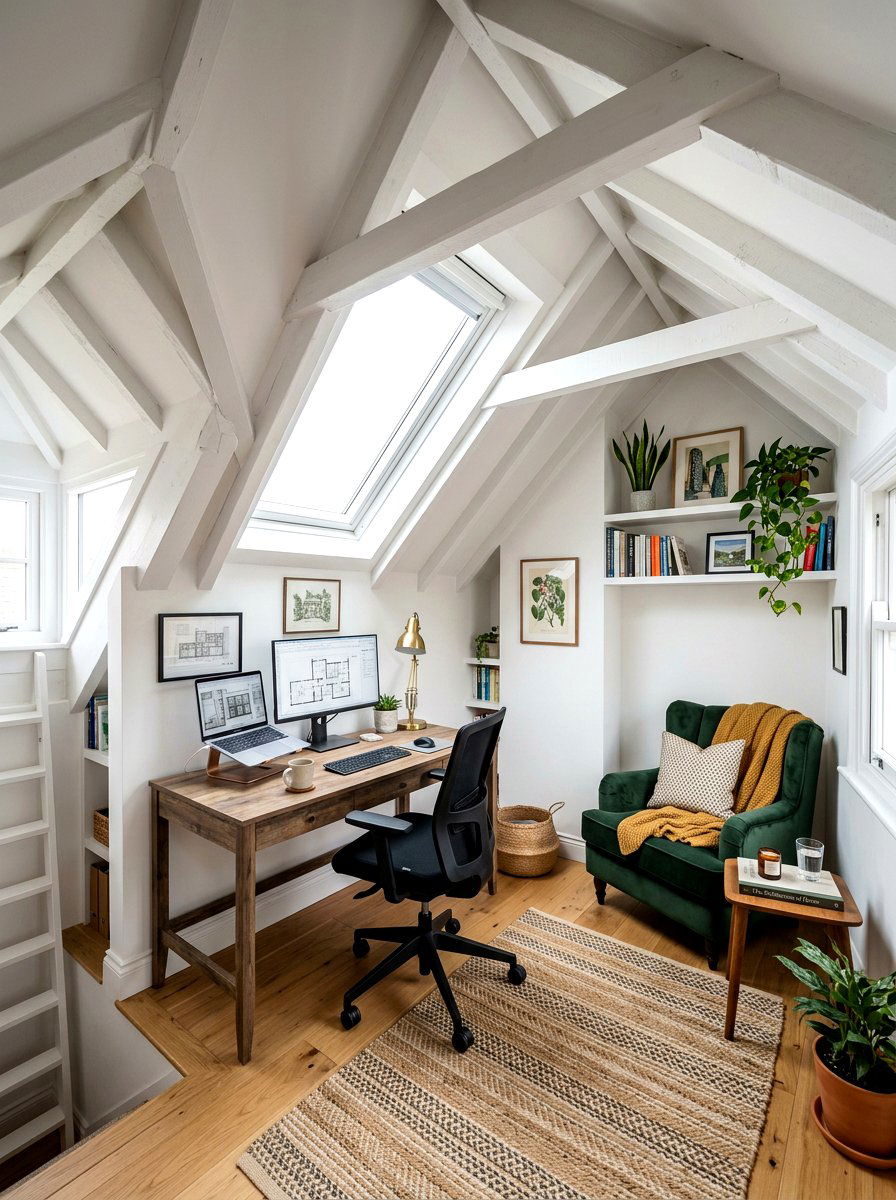 Attic Loft Workspace - 30 video call office ideas