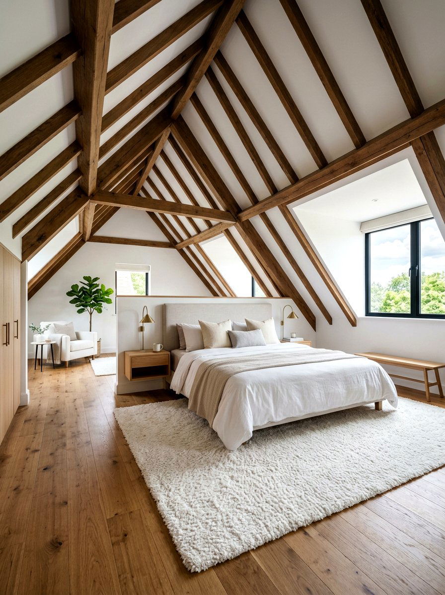 Attic Master Suite - 30 sloped ceiling bedroom ideas