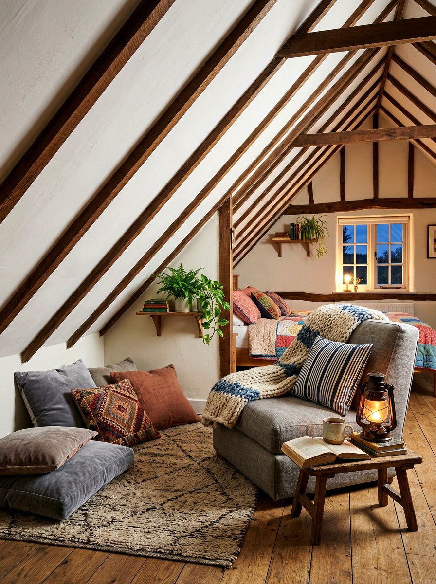 Attic Nook - 30 guest room reading corner ideas