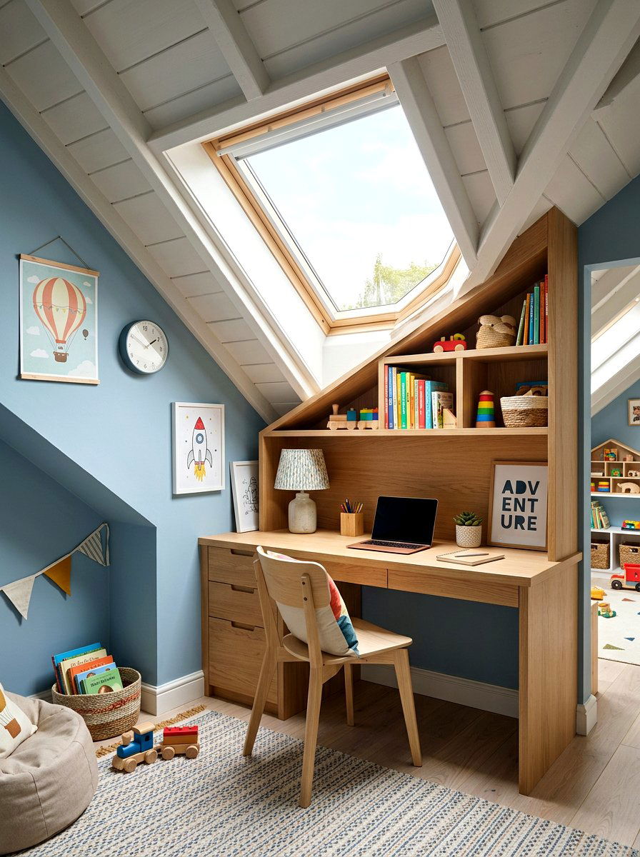 Attic Playroom Desk - 30 homework station ideas