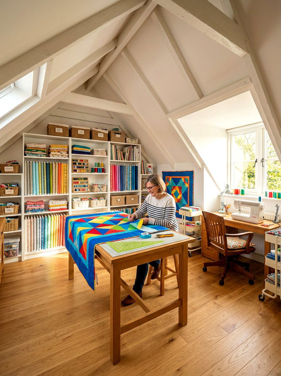 Attic Quilting Room Conversion - 30 quilting room ideas
