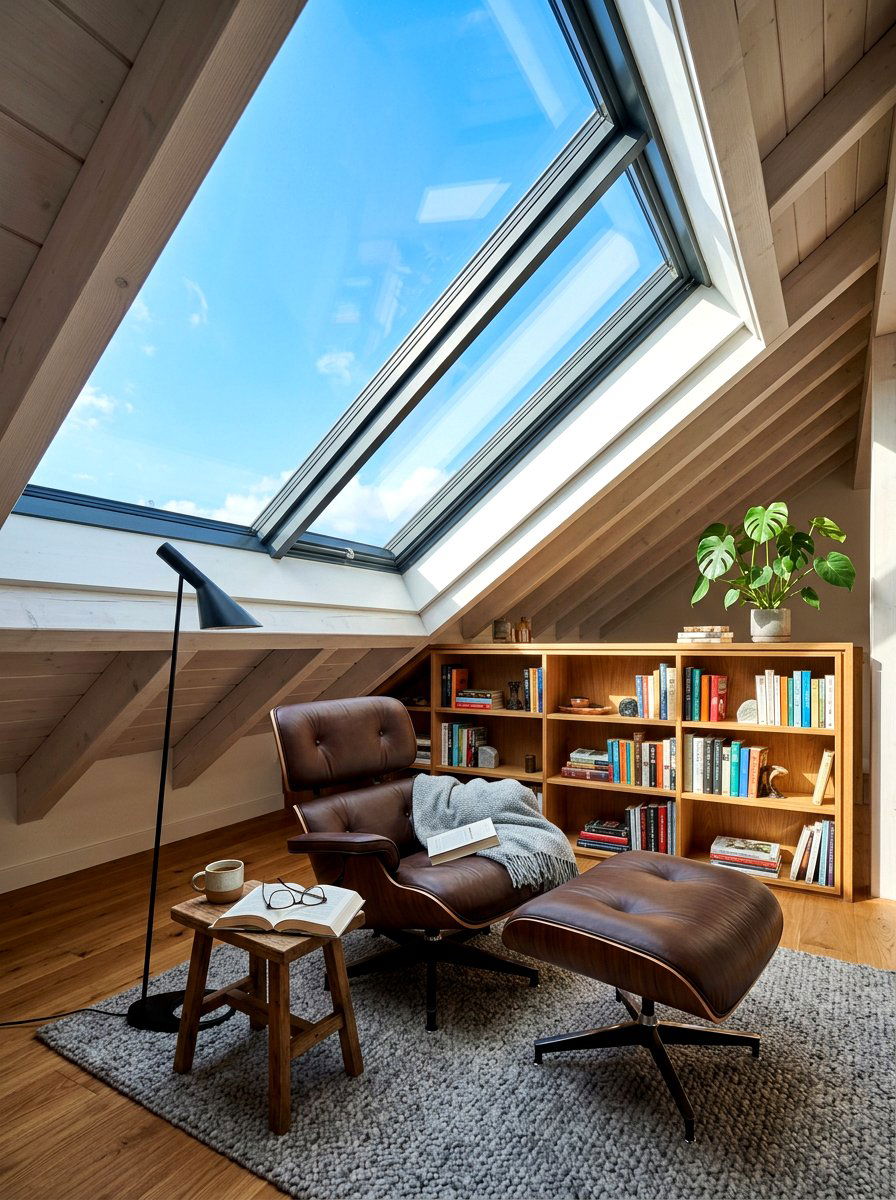 Attic Reading Corner Skylight View - 30 attic reading corner ideas