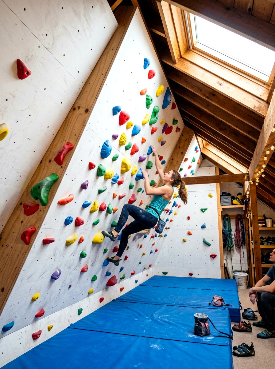 Attic Rock Climbing Wall - 30 attic playroom ideas