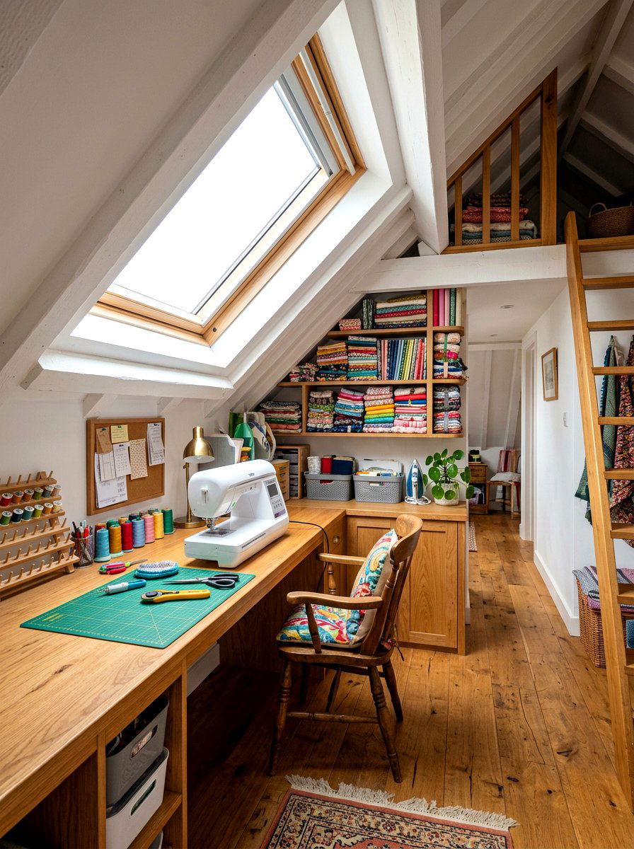 Attic Sewing Nook - 30 sewing nook ideas