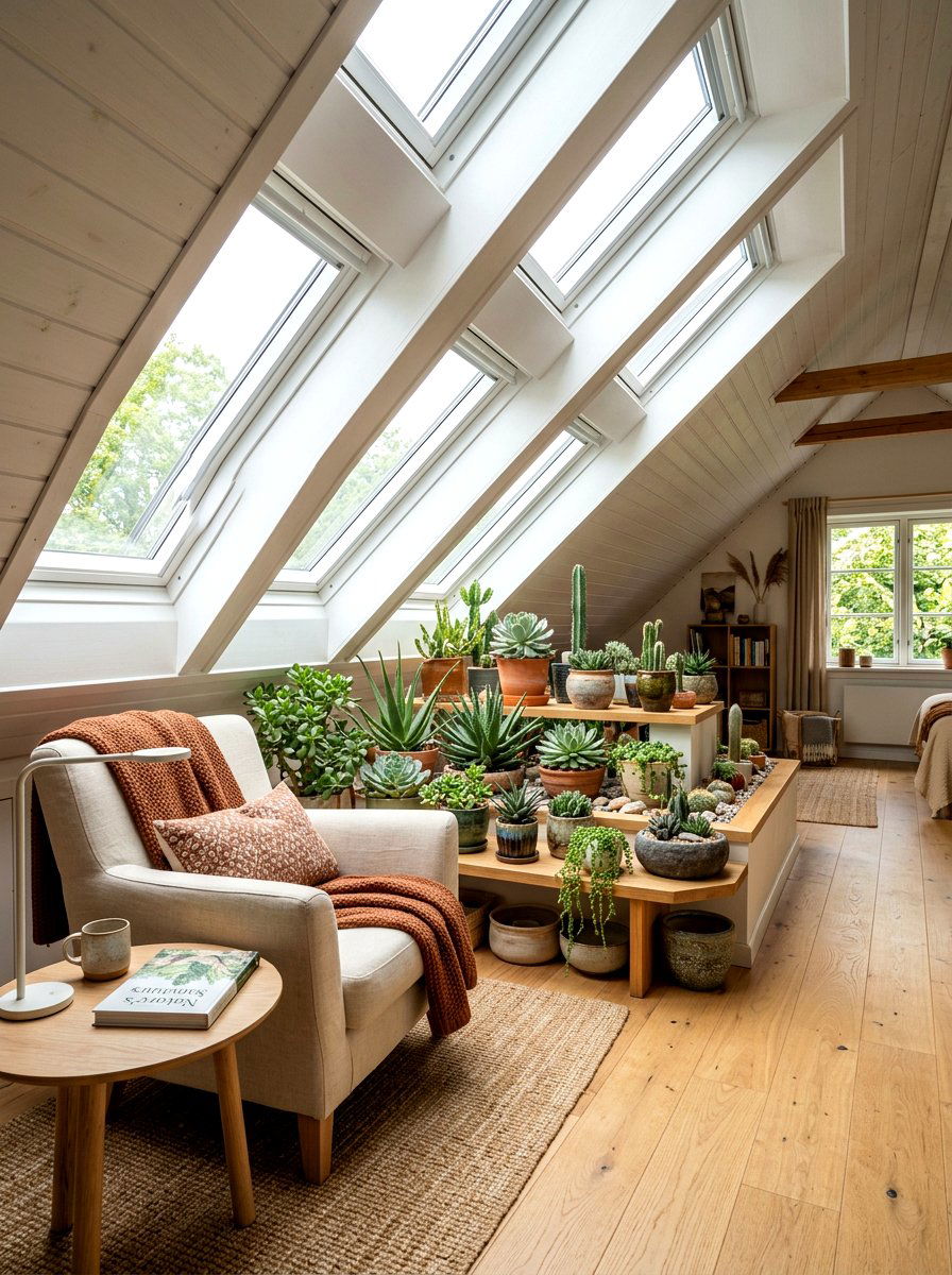 Attic Skylight Garden - 30 indoor garden room ideas