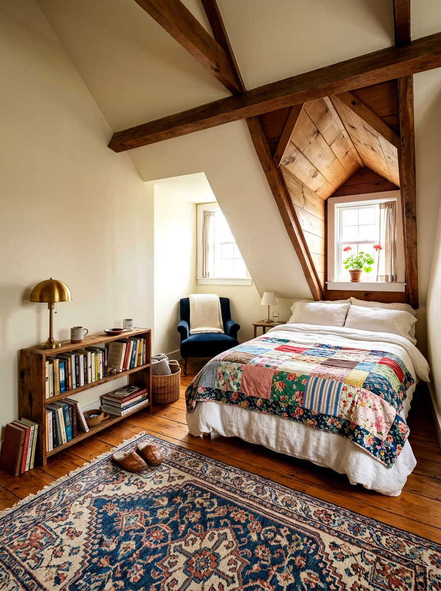 Attic Sloped Ceiling - 30 cottagecore bedroom ideas