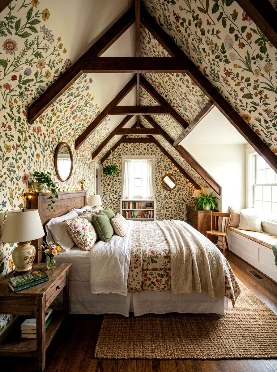 Attic Sloped Wall Wallpaper - 30 removable wallpaper room ideas