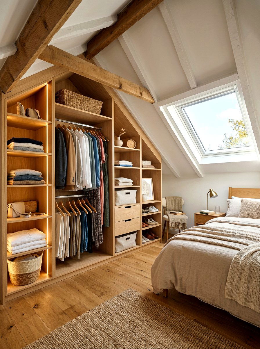 Attic Sloped Wall Wardrobe - 30 open closet aesthetic ideas