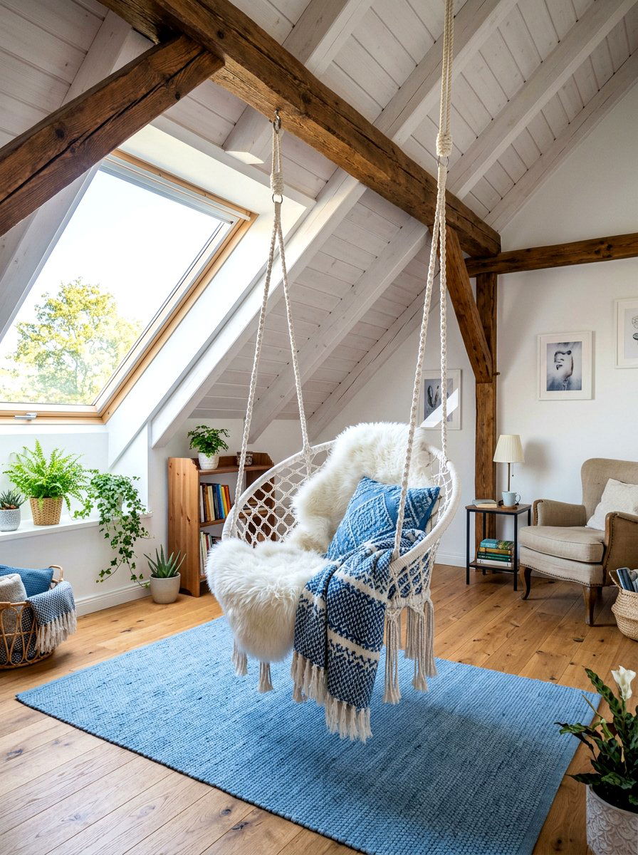 Attic Swing Chair - 30 attic playroom ideas