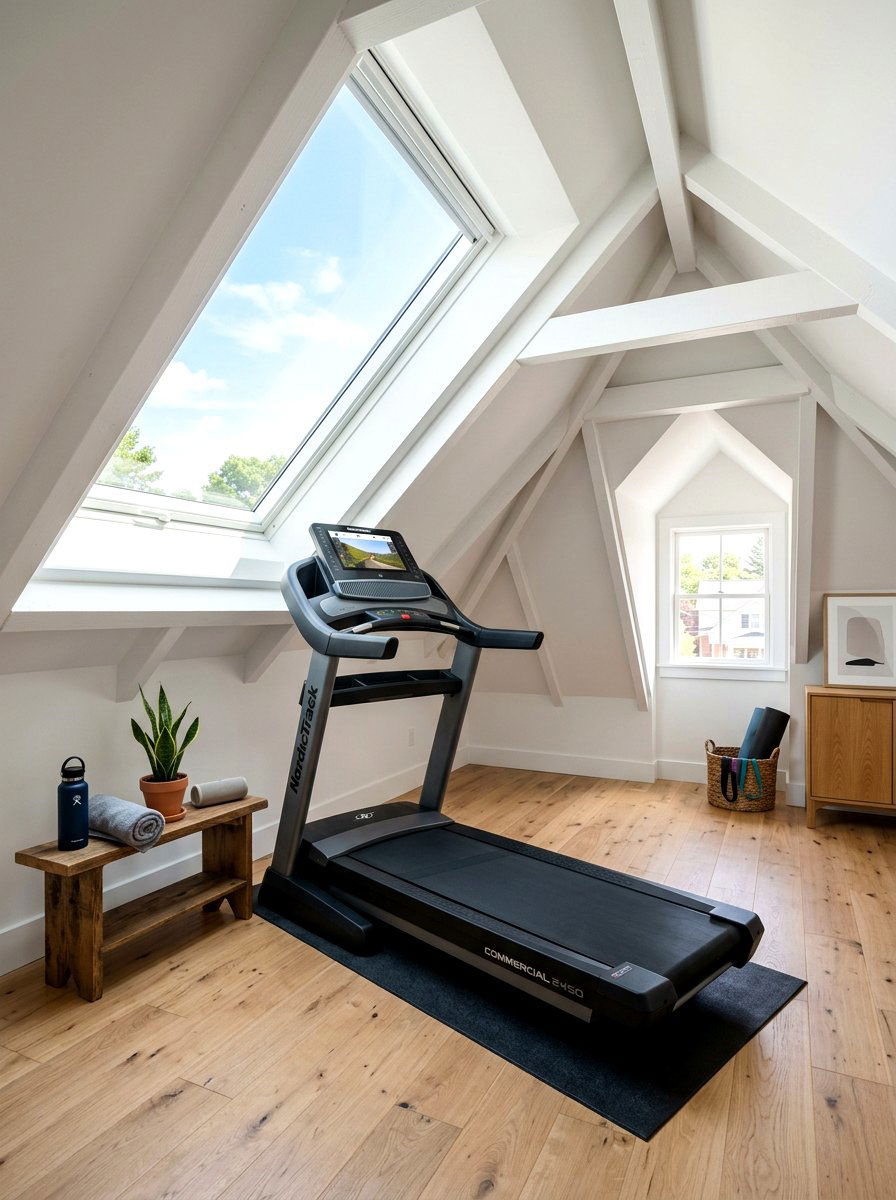 Attic Treadmill Area - 30 treadmill room ideas