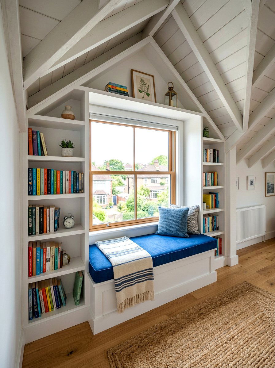 Attic Window Bookshelf Bench - 30 window seat bookshelf ideas