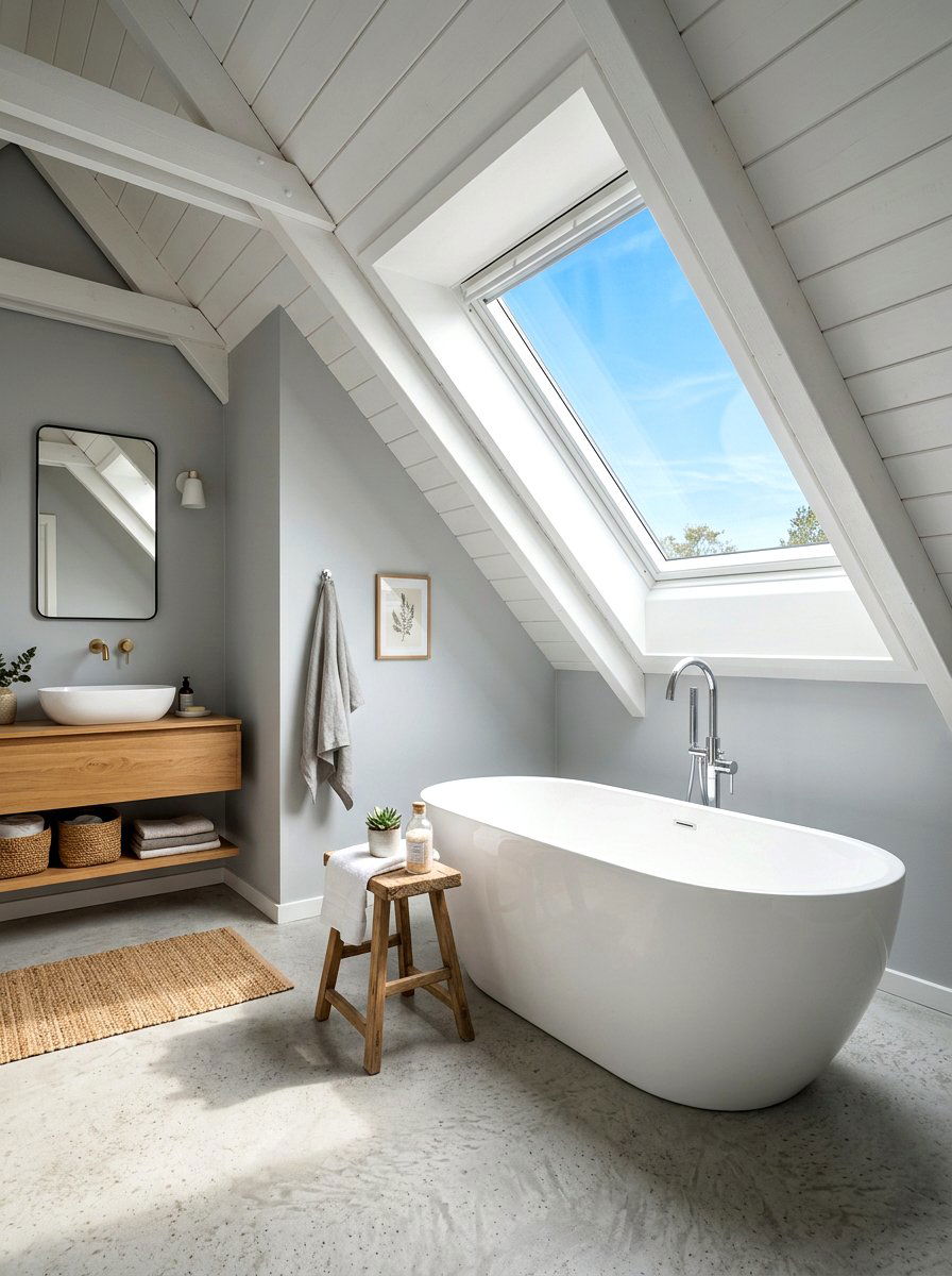Attic bathroom with freestanding tub - 30 attic bathroom ideas