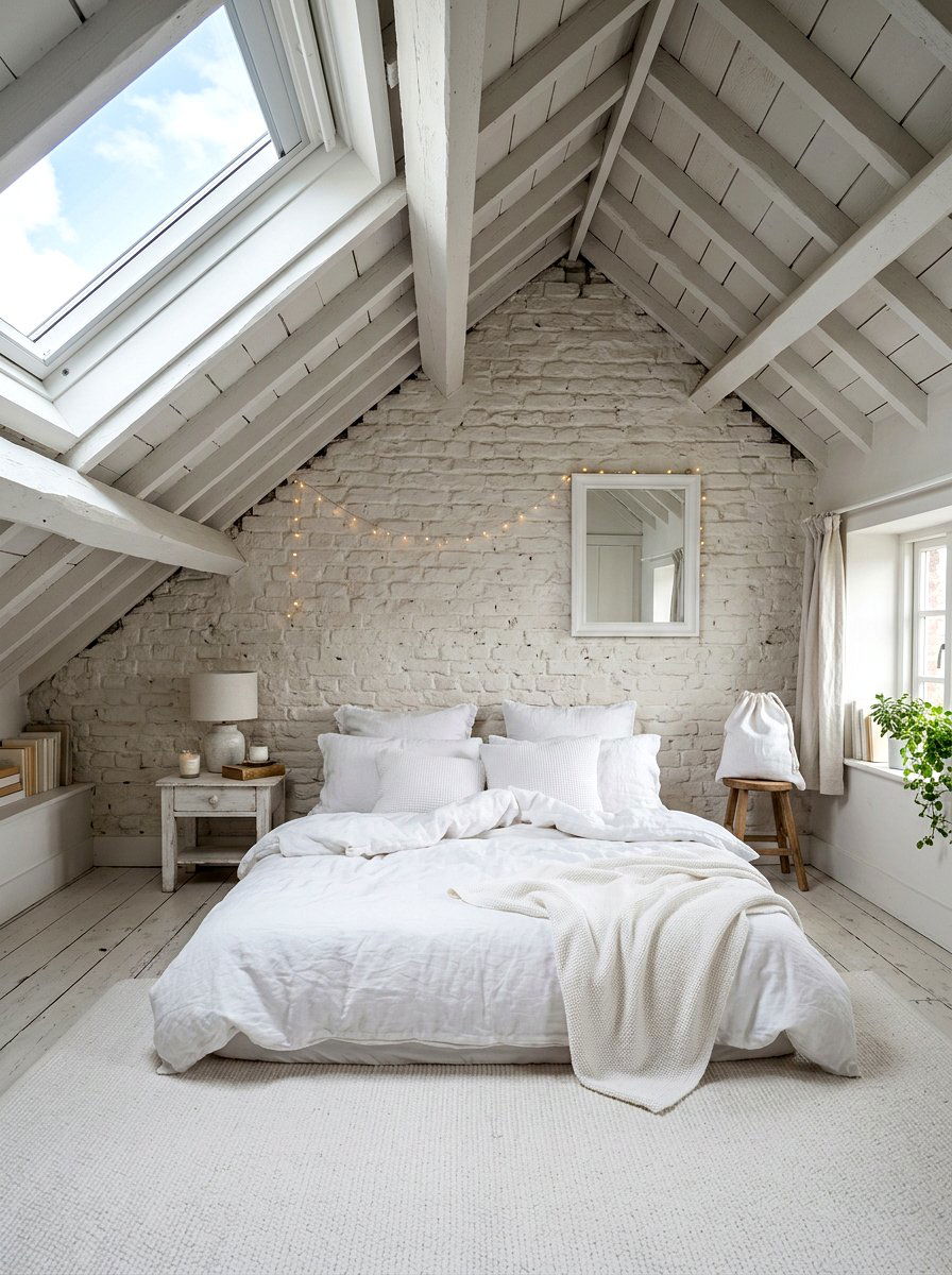 Attic bedroom limewash brick - 30 limewashed brick wall ideas