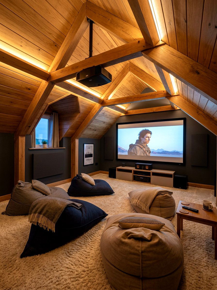 Attic cinema room - 30 projector room ideas