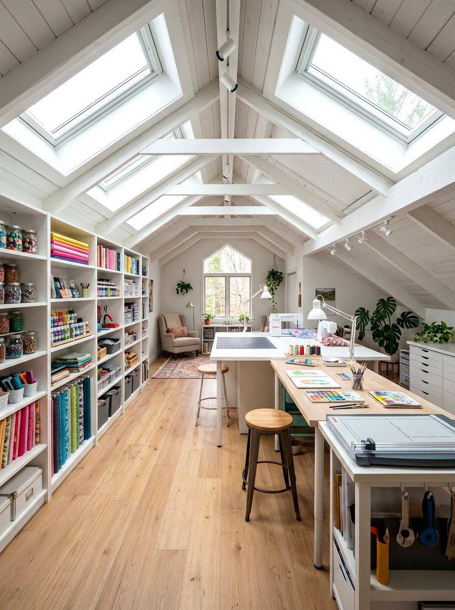 Attic craft room renovation - 30 craft corner ideas