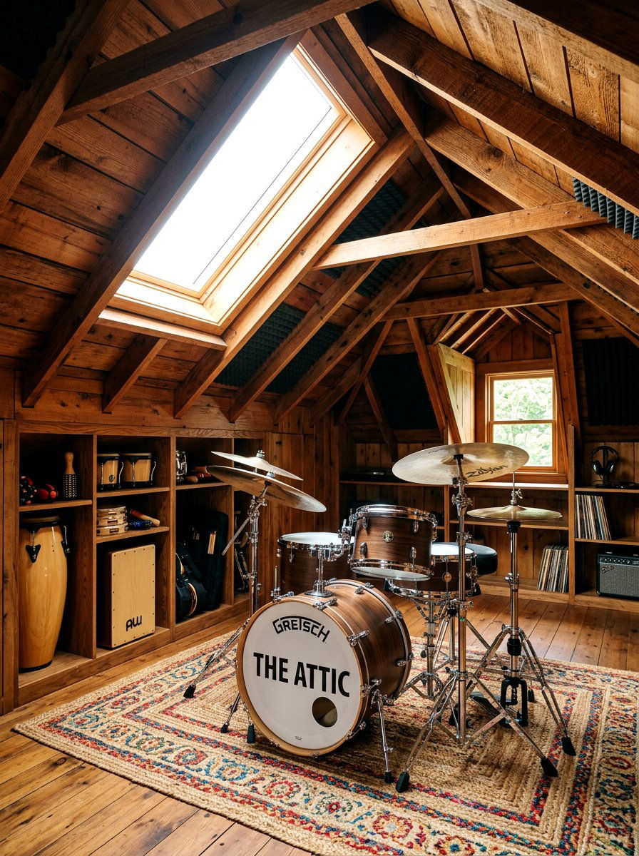 Attic drum room - 30 drum room ideas