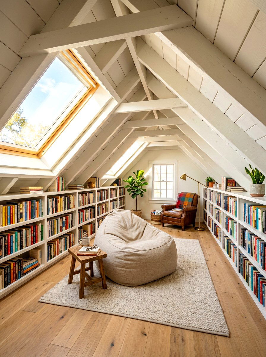 Attic library - 30 home library ideas
