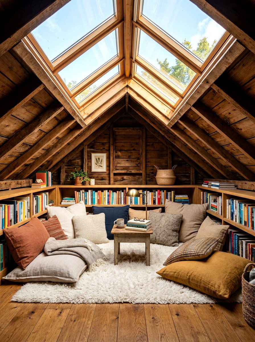 Attic library alcove - 30 book nook ideas