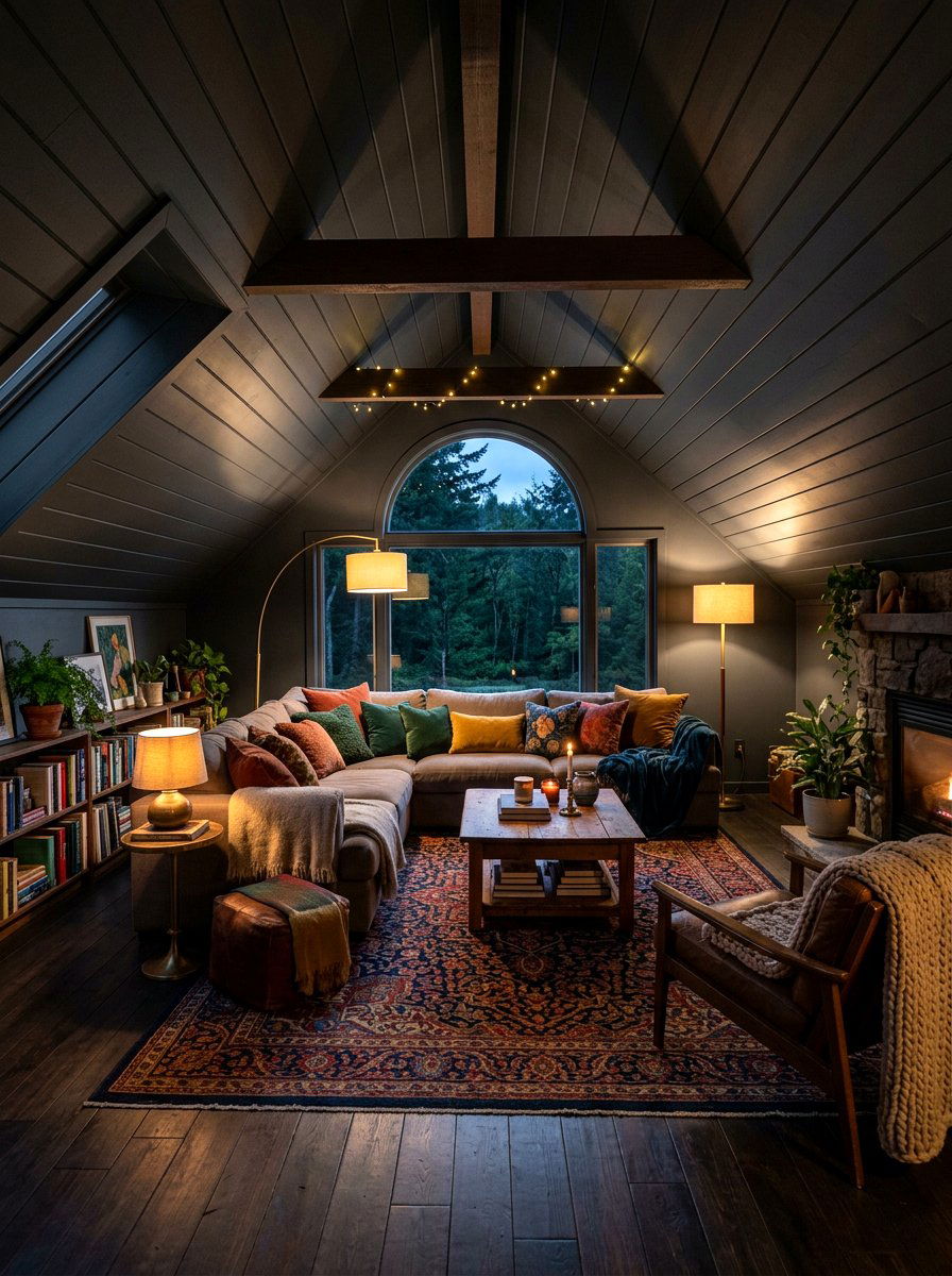 Attic moody living room - 30 moody fall living room ideas