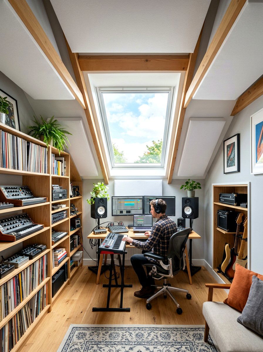 Attic music studio - 30 music room ideas