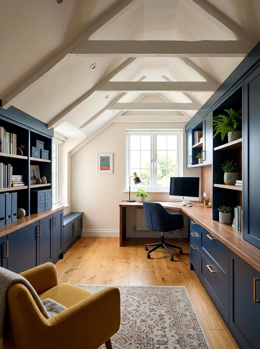 Attic office built in storage - 30 attic office ideas